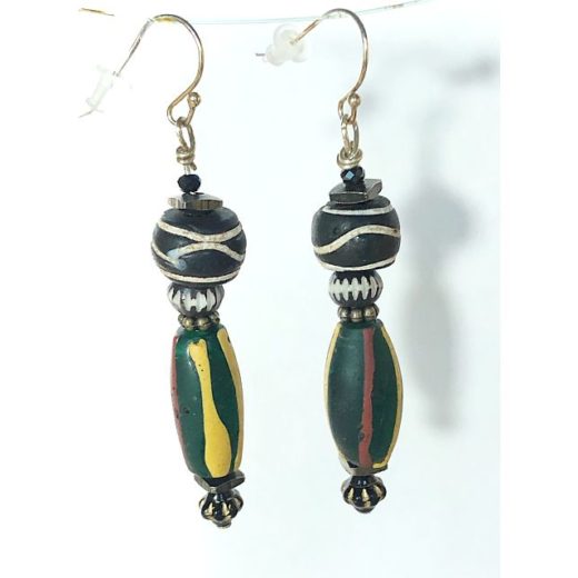 Earrings with Antique Trade Beads - BE062