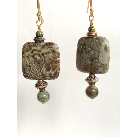 Snakeskin Jasper Earrings - BE100