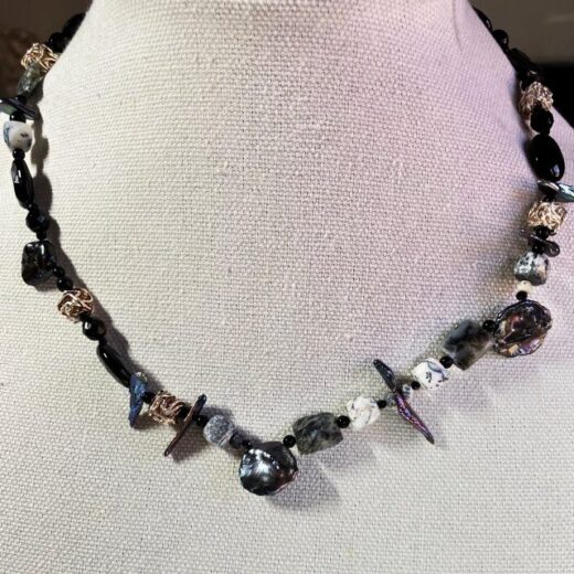 Dendritic opal...black pearl...sterling silver...wow. - BN124